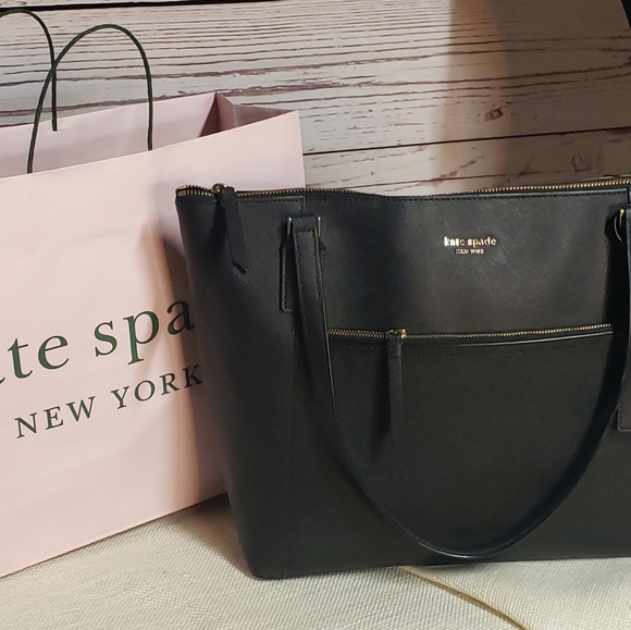 Kate Spade Black leather handbag/tote - Picture 1 of 15